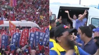 韓花蓮造勢廂型車進場　網驚喊XX嗎