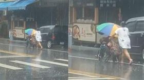 暴雨,輪椅,傘,看護