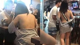 正面有穿背面沒穿！正妹裸背辣露渾圓測乳　網讚：勤儉持家
合成圖／翻攝自微博