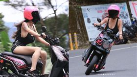 北宜真理褲妹車頭燈超亮！　一過彎「渾圓雪球半顆掉出來」…老司機全嗨了（圖／艾妃授權提供）