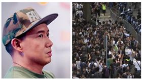 ▲杜汶澤、香港民眾展開「罷工罷市罷課」，聚集在立法會周遭（組合圖，翻攝臉書、AP授權）