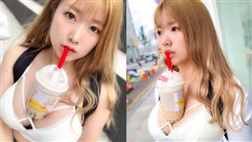 珍奶,日本,推特,挑戰,手放しタピオカ,放手,水月桃子 圖／翻攝自yutori推特