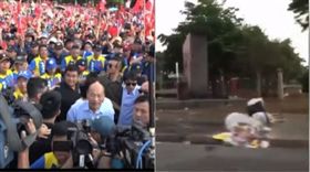 韓國瑜雲林造勢,斗六人文公園周邊道路垃圾,組合圖