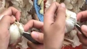 高速剝大蒜神技。(圖/翻攝自推特)