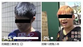 ▲《只是堵藍》舉辦投票，15歲的「醒醒弟」和日前超挺韓國瑜的「12歲韓粉」，哪個孩子的管教態度比較正確（圖／翻攝自《只是堵藍》臉書）
