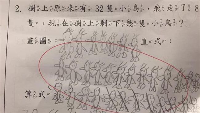 考卷32隻鳥害扣分　網笑：老師的錯