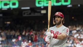 ▲哈波（Bryce Harper）改打第一棒苦吞3K。（圖／美聯社／達志影像）