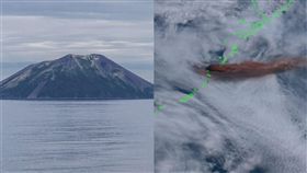 雷公計島,日本,火山, 噴發（合成圖／翻攝自推特；維基百科）