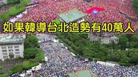 韓國瑜凱道造勢40萬 反中媒遊行多少？一張圖曝真相(圖/翻攝自只是堵藍臉書)
