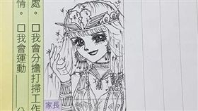 聯絡簿,簽名,手繪,漫畫,飛影,幽遊白書,尼羅河的女兒,凱羅爾,爆廢公社二館　圖／翻攝自臉書爆廢公社二館