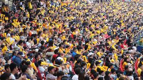 陳江和引退賽　滿場球迷支持（1）中職中信兄弟隊陳江和引退賽21日下午在天母棒球場舉行，吸引大批球迷進場觀賽，高舉加油棒賣力加油，場面熱鬧。中央社記者吳家昇攝　108年4月21日