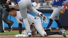 Giancarlo Stanton受傷。（圖／美聯社／達志影像）
