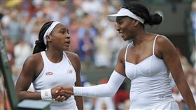 ▲15歲小將葛芙（Cori Gauff）拍落偶像大威廉斯（Venus WIlliams）。（圖／美聯社／達志影像）