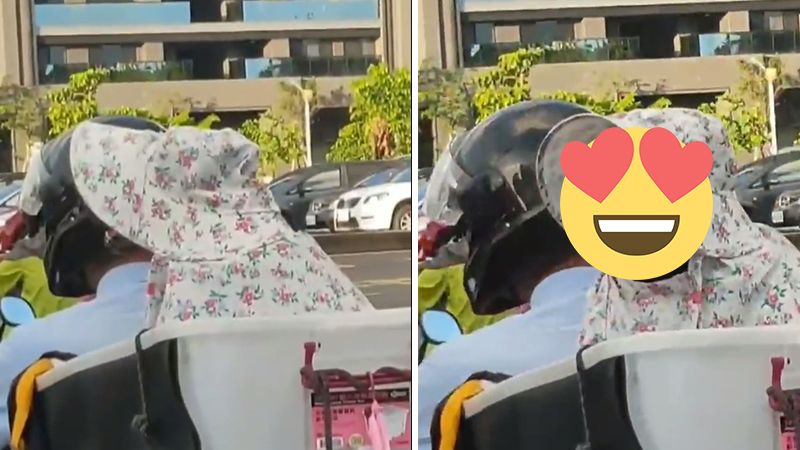 阿伯騎車　後座「阿嬤」回頭笑翻路人