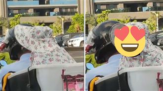 阿伯騎車　後座「阿嬤」回頭笑翻路人