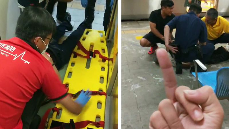 女乘客在旁鼓勵重傷警　轉身比嫌中指