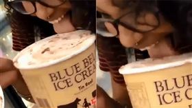 眼鏡妹闖賣場！噁伸舌大舔冰淇淋再放回　最高恐關20年（圖／翻攝自Optimus Primal推特）