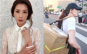 葉全真背著商品走在首爾街頭。（圖／數位直播提供、番攝自臉書）
