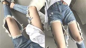 破褲,阿嬤,牛仔褲,美腿,正妹(圖/翻攝自爆廢公社)