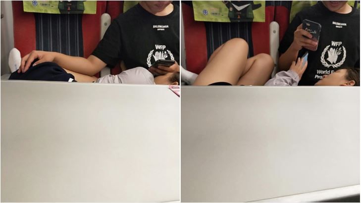 大陸妹子普悠瑪爽躺　美尻狂被男友揉