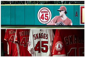 ▲紀念史蓋格斯（Tyler Skaggs），天使主場首戰穿45號球衣。（圖／翻攝自天使推特）