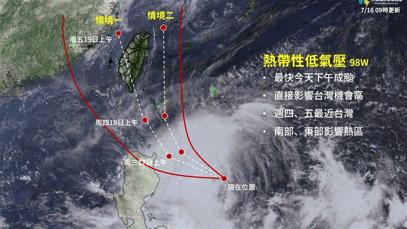 準颱2種侵台路徑　雨影響恐大於風