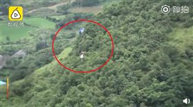 中國,重慶,滑翔翼,高空,卡住（圖／翻攝自梨視頻）