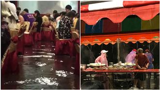 雨彈炸台南！她吃流水席：撈到藍白拖