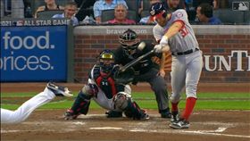 ▲『天才小史』史特拉斯堡（Stephen Strasburg）單場3安5打點，包括1發3分砲。（圖／翻攝自MLB官網）