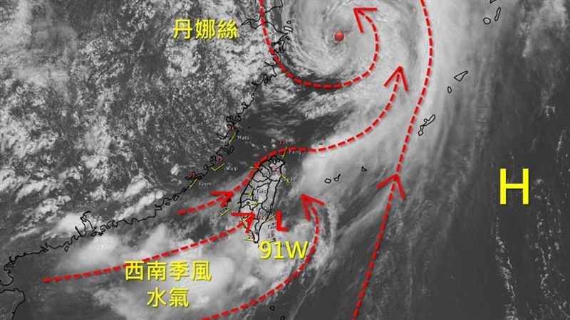 低壓串聯颱風尾　長條雲雨帶直逼南台