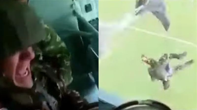 單兵跳傘腿軟崩潰！教官直接抬起丟出