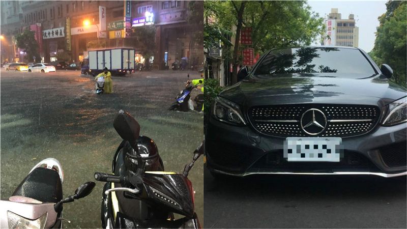 高雄淹水…女友求接送　賓士男車泡水