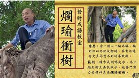 繼勘察淹水災情「捧水」聞有無臭味後，高雄市長韓國瑜今（24）日到視察登革熱防疫作業時又出奇招，竟然親自「爬樹」檢查樹洞積水有無使用「發泡棉」補上。不少網友看到後，紛紛痛批在做秀，簡直是「爛瑜衝樹」。（組圖／資料照、翻攝自台灣迷因 taiwan meme）