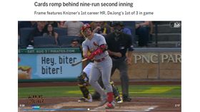 ▲紅雀2局上3轟5支二壘安打攻下9分。（圖／翻攝自MLB官網）