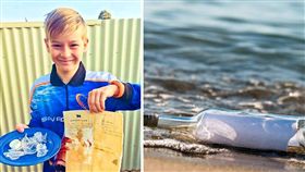 「瓶中信」是一種通信的形式，不少民眾都曾有扔「瓶中信」到海中的經驗。澳洲一名漁民艾略特（Elliot），日前帶兒子釣魚時，意外撿到一只瓶中信，結果裡面的信是來自50年前的一名13歲英國男孩保羅（Paul）寫的。（圖／翻攝自推特）