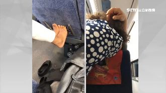 婦搭台鐵光腳丫踏椅背　置物網慘變形
