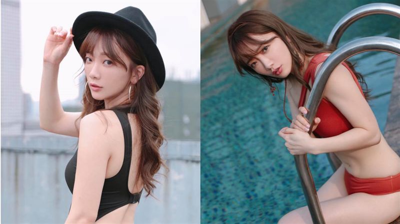 女星泳裝挖空　微濕蜜桃電暈網：想咬