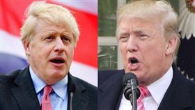 英國首相強生（左）24日上任，美國總統川普（右）26日表示，已和強生通過電話，就貿易協定展開討論。（左圖取自facebook.com/borisjohnson、右圖為中央社檔案照片）
