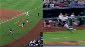 ▲印地安人先發投手普利賽克（Zach Plesac）界外區飛撲接殺飛球。（圖／翻攝自MLB官網）