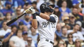 ▲葉立奇（Christian Yelich）本季第36轟在延長賽追平比數。（圖／路透社）