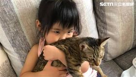  腸病毒「關禁閉」超鬱卒！妹妹大口吸貓　網狂推：抗病良藥（圖／網友陳琳華授權）
