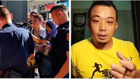 ▲廣德家日前在騎樓擺攤遭警方取締，業者自爆還有「霹靂小組」上門（組合圖，廣德家遭取締、廣德家老闆）