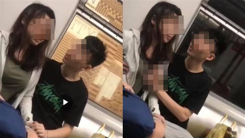 小情侶車廂激吻　伸手搓揉雙峰頂端