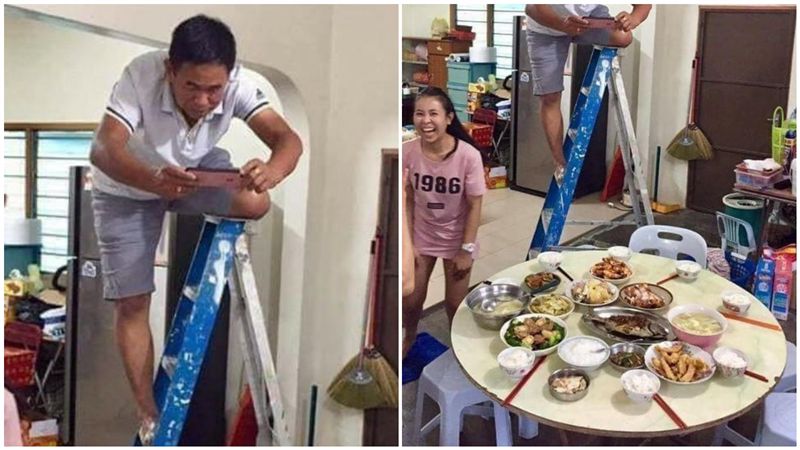 爸忙拍「遺照」　全家笑瘋：能吃飯沒