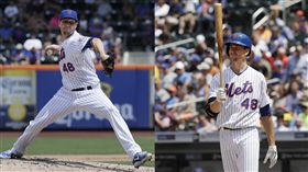 ▲狄格隆（Jacob deGrom）7局飆出8次三振僅失2分，還敲出帶有2分打點安打。（圖／美聯社）