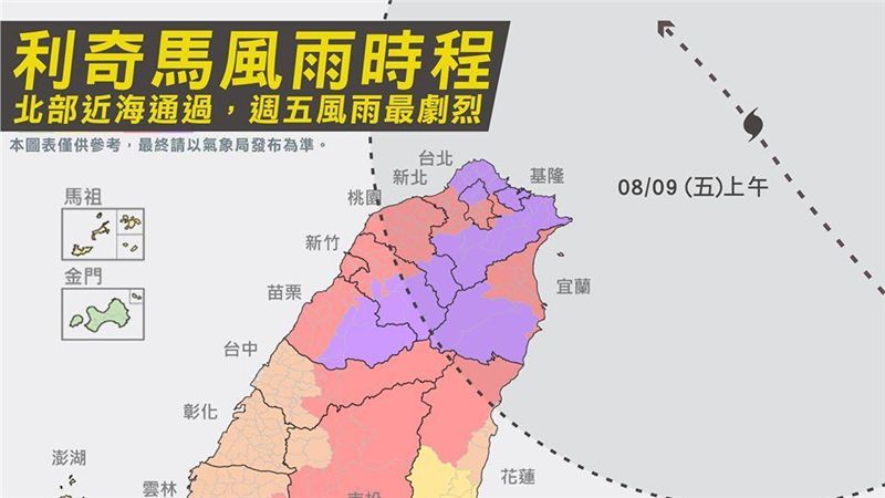 利奇馬將撲台　圖解風雨時程一定要看