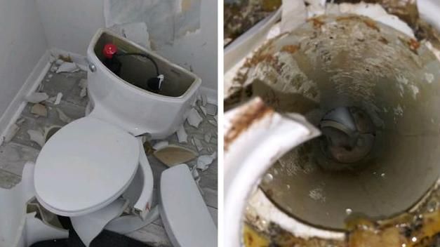 神雷打中化糞池！廁所馬桶爆炸碎滿地