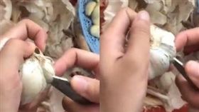 高速剝大蒜神技。(圖/翻攝自推特)