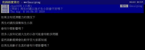育兒,生小孩,45歲,男人,PTT 圖/翻攝自PTT