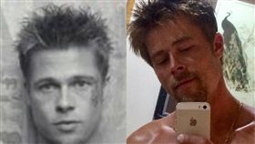 撞臉,男神,英國,建築工,布萊德彼特。(圖/翻攝自Nathan Meads臉書)